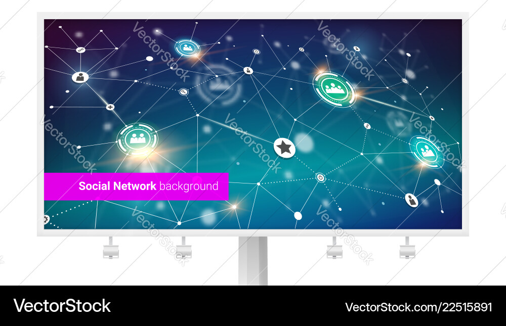 Billboard with interaction in internet network Billboard with interaction in internet network vector image