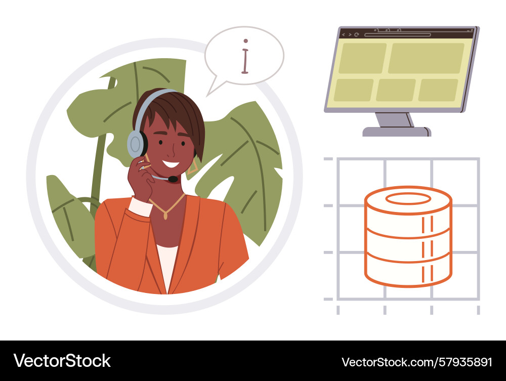 Customer support agent assisting with data Customer support agent assisting with data Vector Image