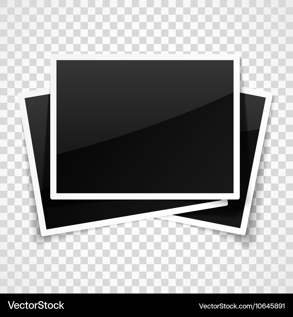 Empty photo frames on transparent checkered Vector Image