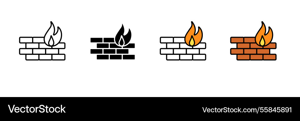 Firewall icon set displaying different styles vector image