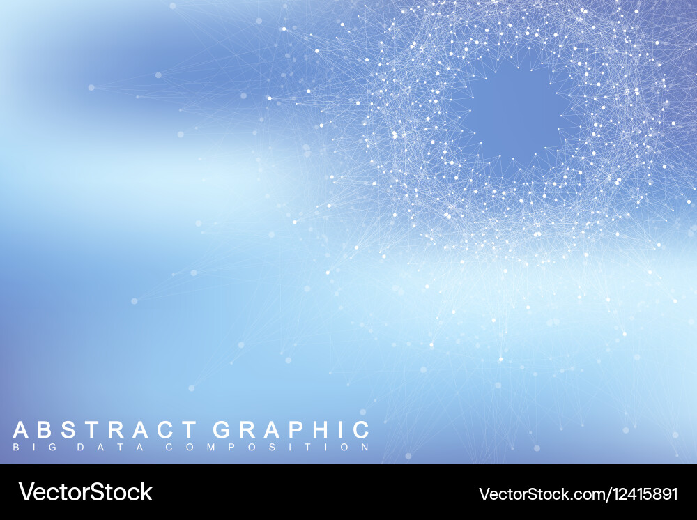 Fractal element with connected lines and dots big vector image