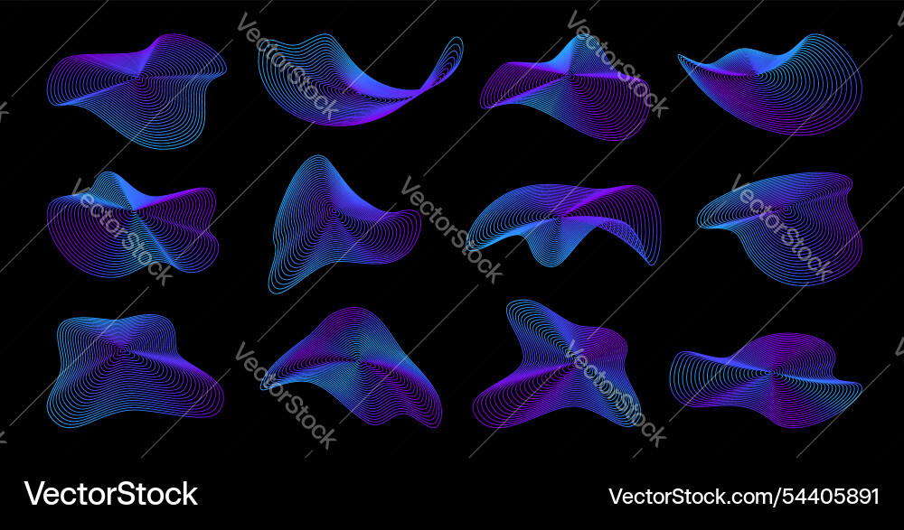 Holographische Linienwellenformen 3d Schallflüssigkeit Holographische Linienwellenformen 3d Schallflüssigkeit vektorbild
