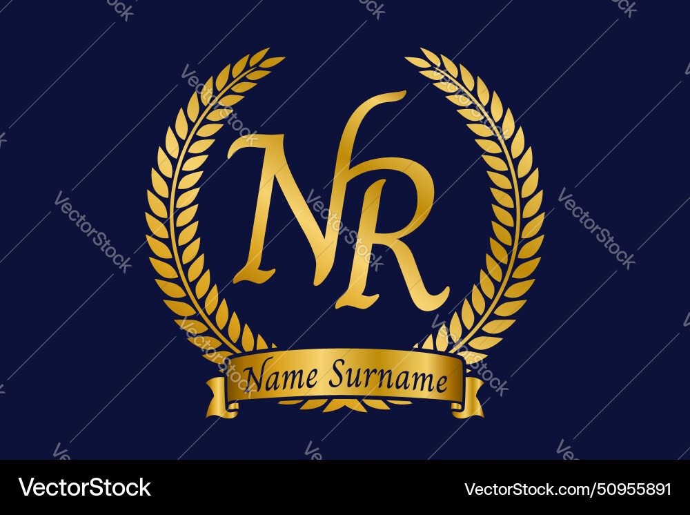 Initial letter n and r nr monogram logo design Vector Image