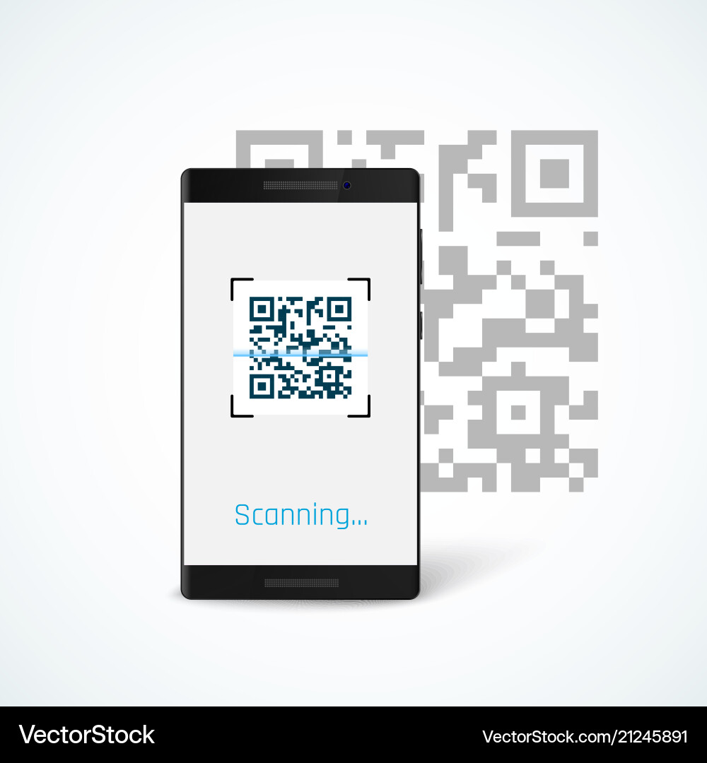 Phone with app scan qr code on screen isolated Phone with app scan qr code on screen isolated vector image