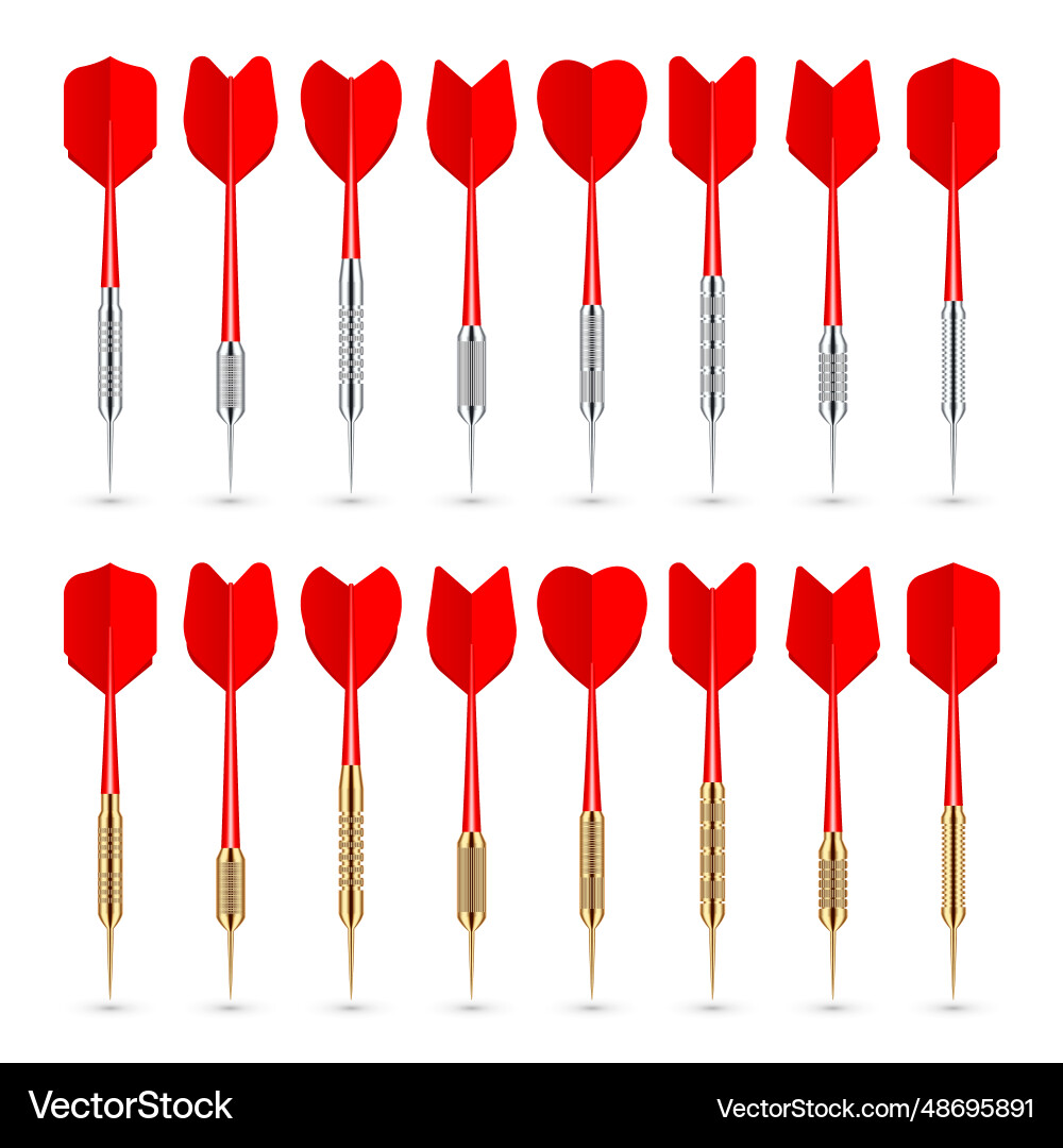 Red dart arrows with metal tip and shadow Red dart arrows with metal tip and shadow vector image