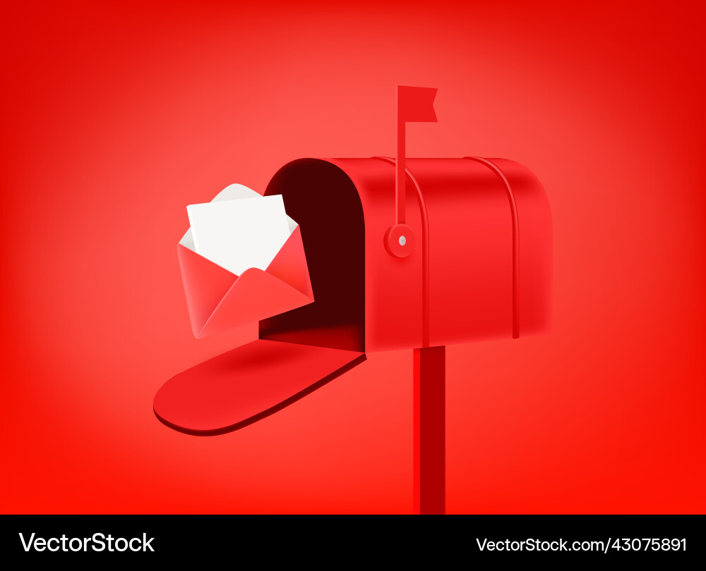 Red mailing box with envelope on background 3d vector image