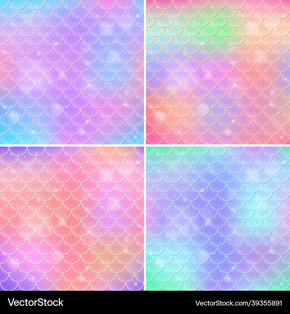 Set of fish scale seamless pattern background Set of fish scale seamless pattern background vector image