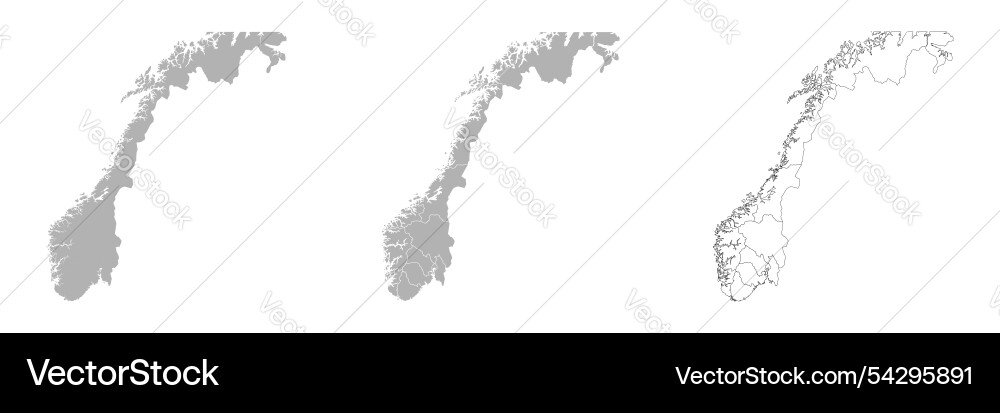 Set of norway maps with main map and regional Vector Image