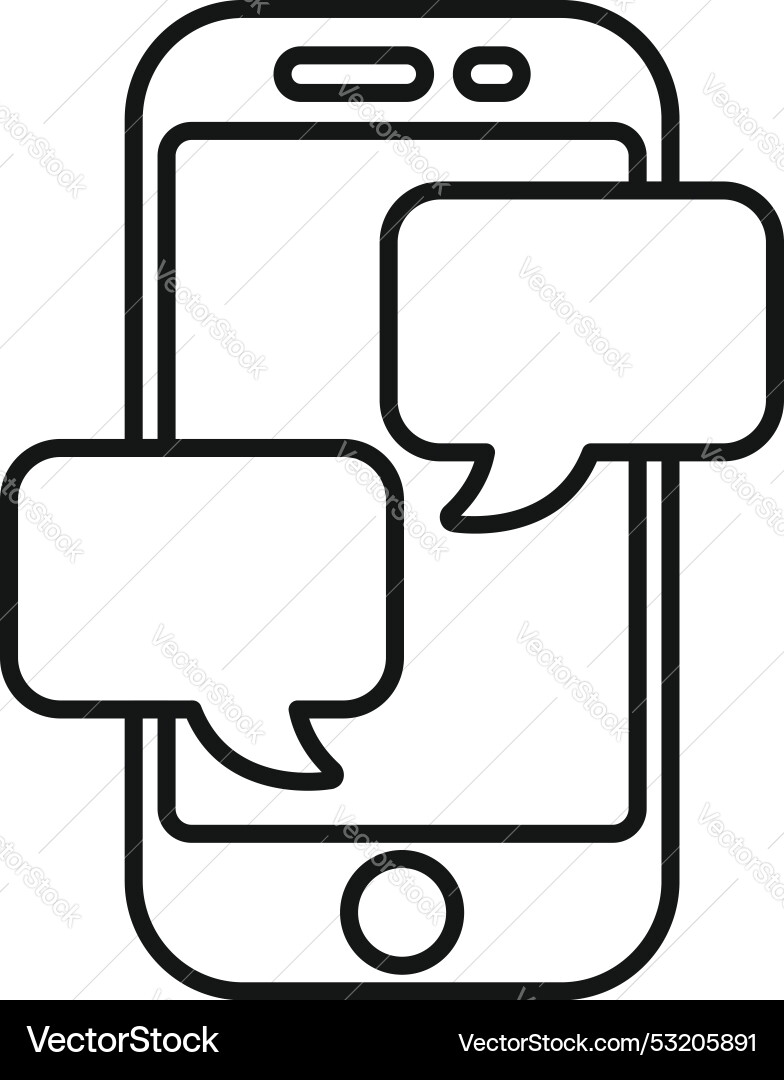 Smartphone showing two speech bubbles for mobile Smartphone showing two speech bubbles for mobile vector image