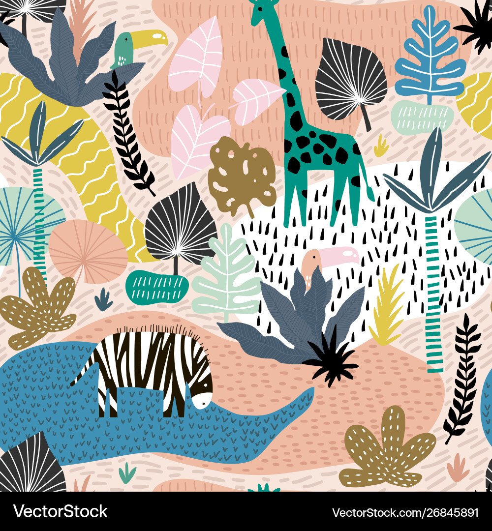 Tropical Giraffe Pattern Vector Image