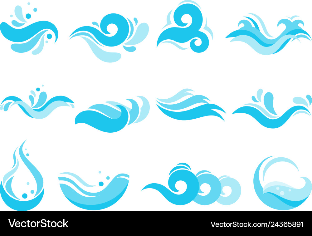 Water Waves & Splash Vector Image