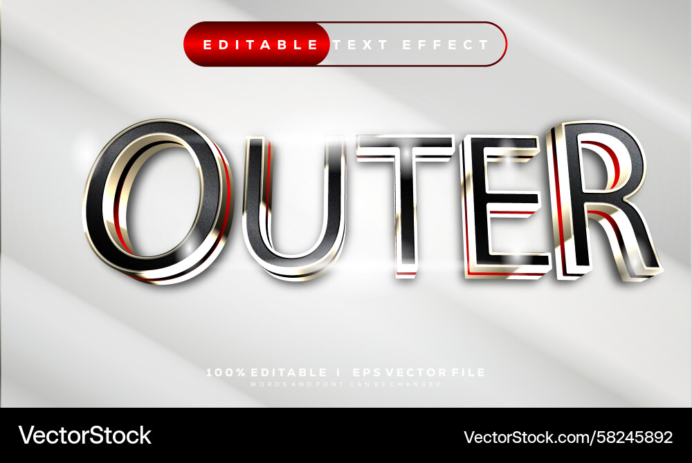 3D Outer Space Text Effect Vector Image