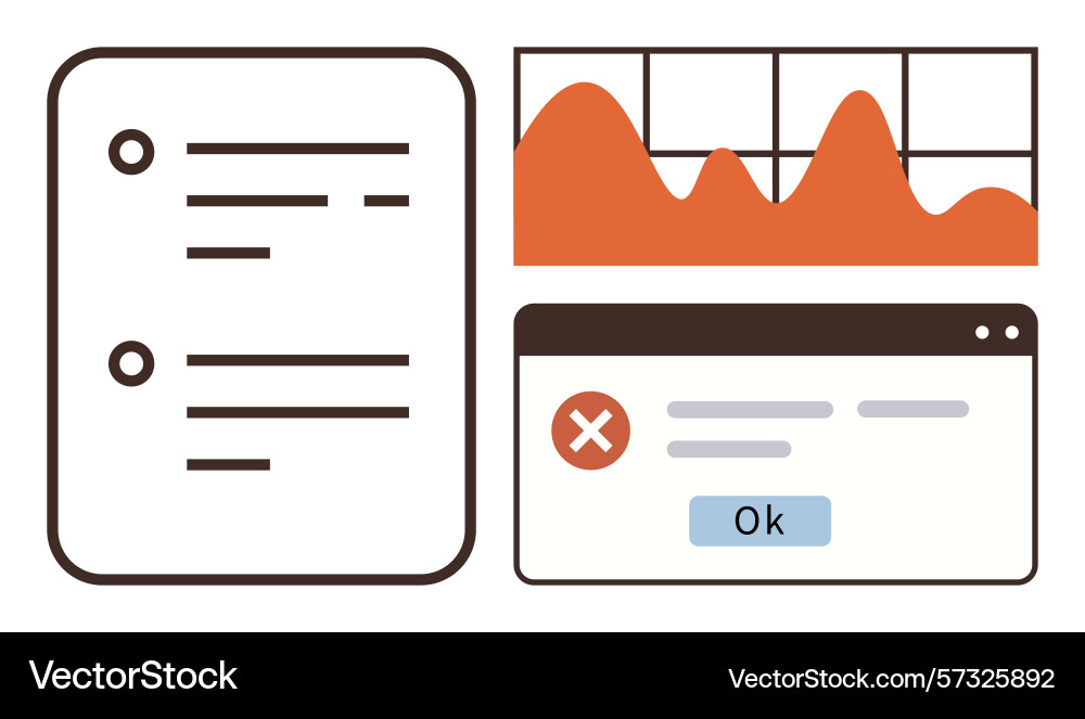 Digitale Datenvisualisierung mit Dokumentenfehler Vektorbild