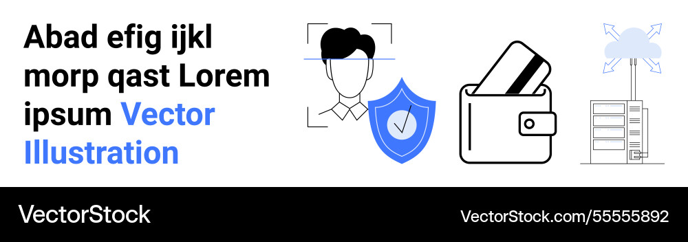 Facial recognition secure payment and data Facial recognition secure payment and data vector image
