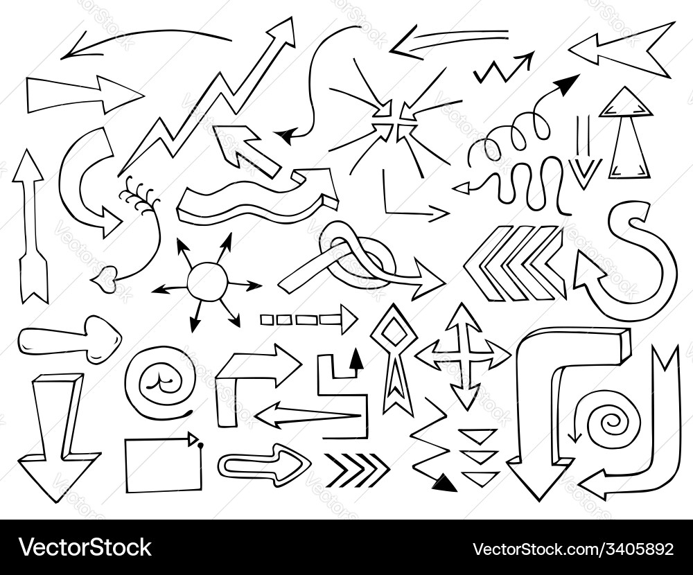 Hand Drawn Doodle Arrows vector image