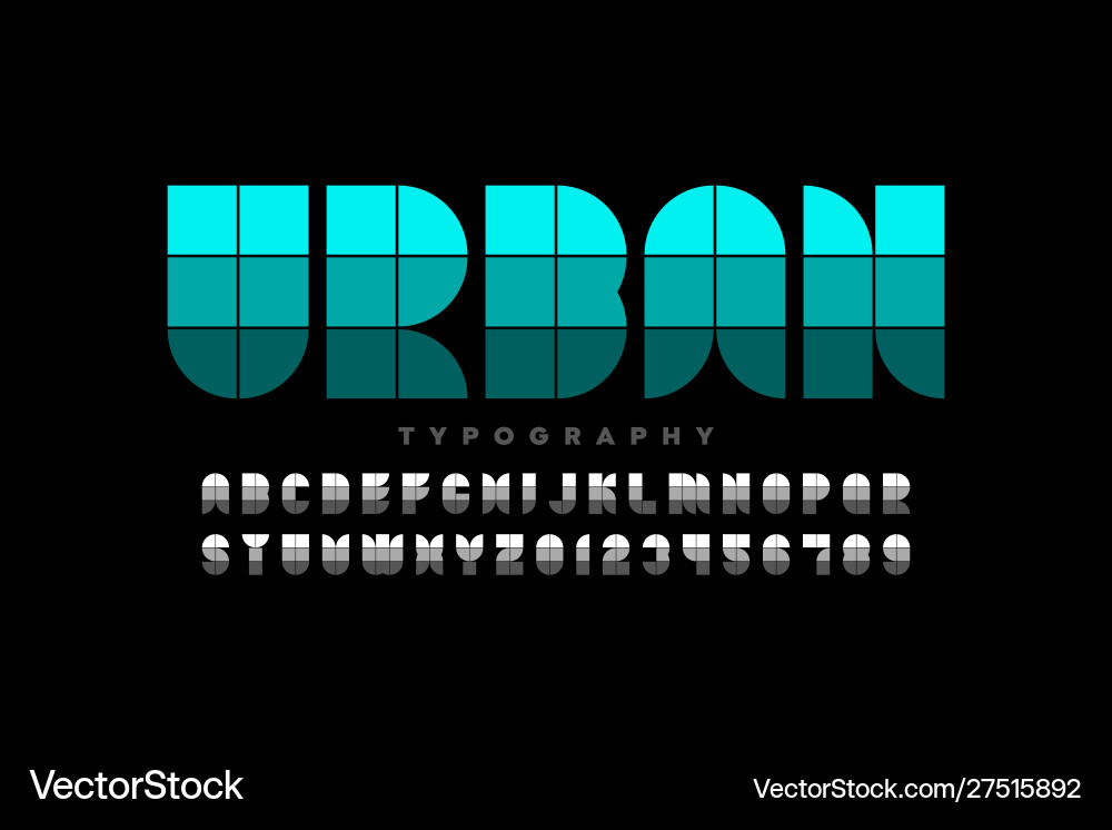 Modular style font alphabet letters and numbers vector image