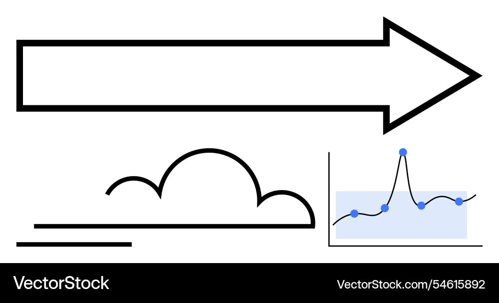 Navigating growth arrow symbol with cloud and data Navigating growth arrow symbol with cloud and data vector image