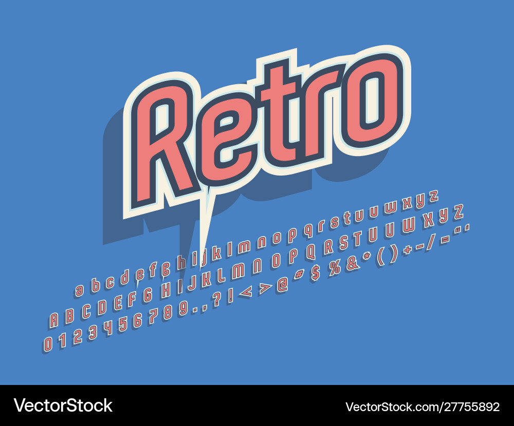 Retro font and alphabet stock vector image