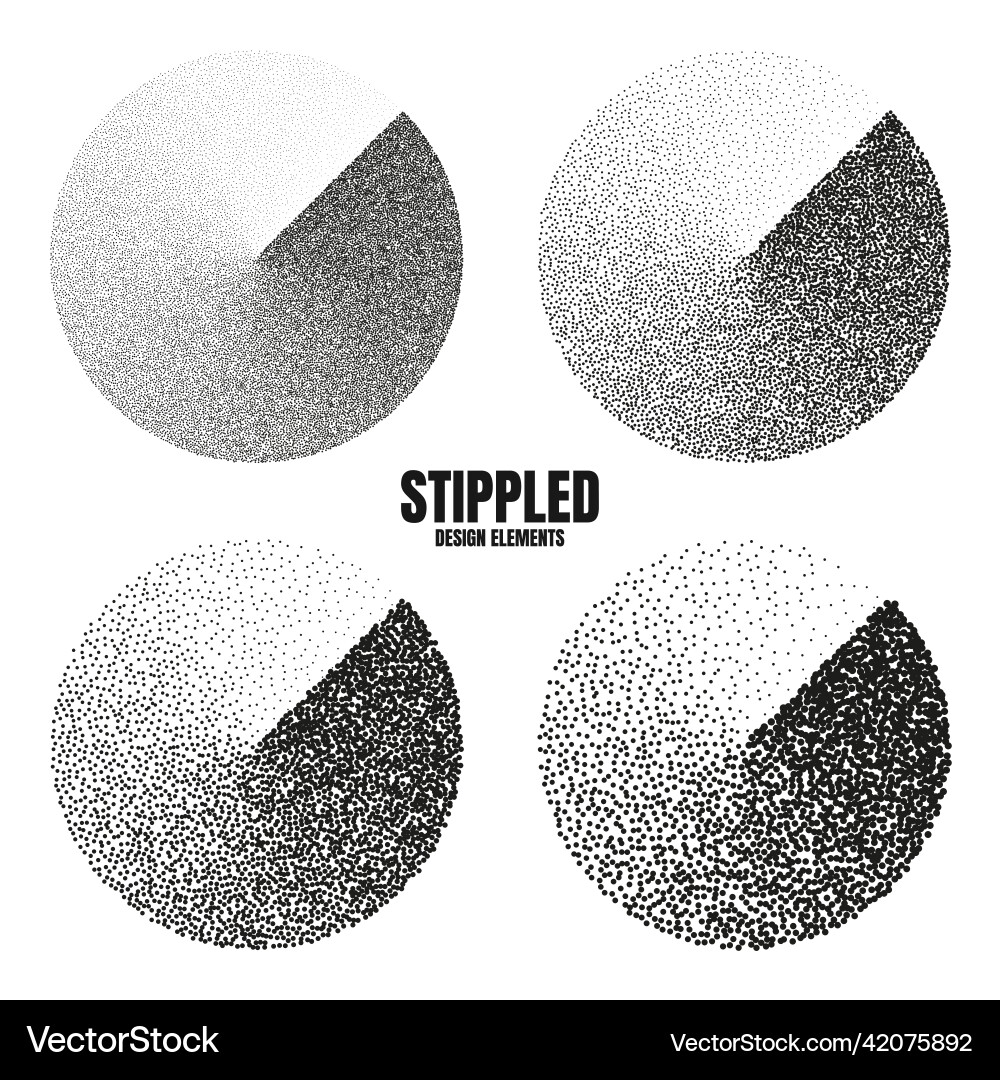 Round shaped dotted objects stipple elements vector image