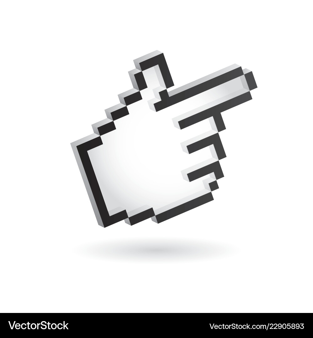 3d of pixelated hand pointer isolated on white 3d of pixelated hand pointer isolated on white vector image