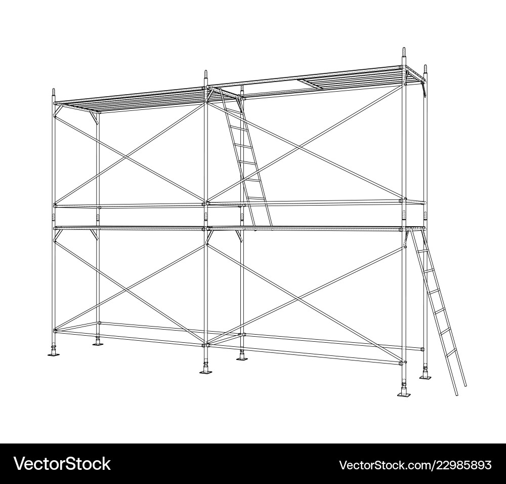 3d outline scaffold rendering of 3d outline scaffold rendering of vector image