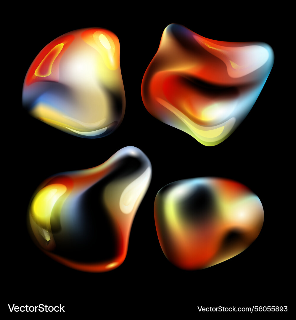 Abstract fluid bubbles blobs shapes set Abstract fluid bubbles blobs shapes set vector image