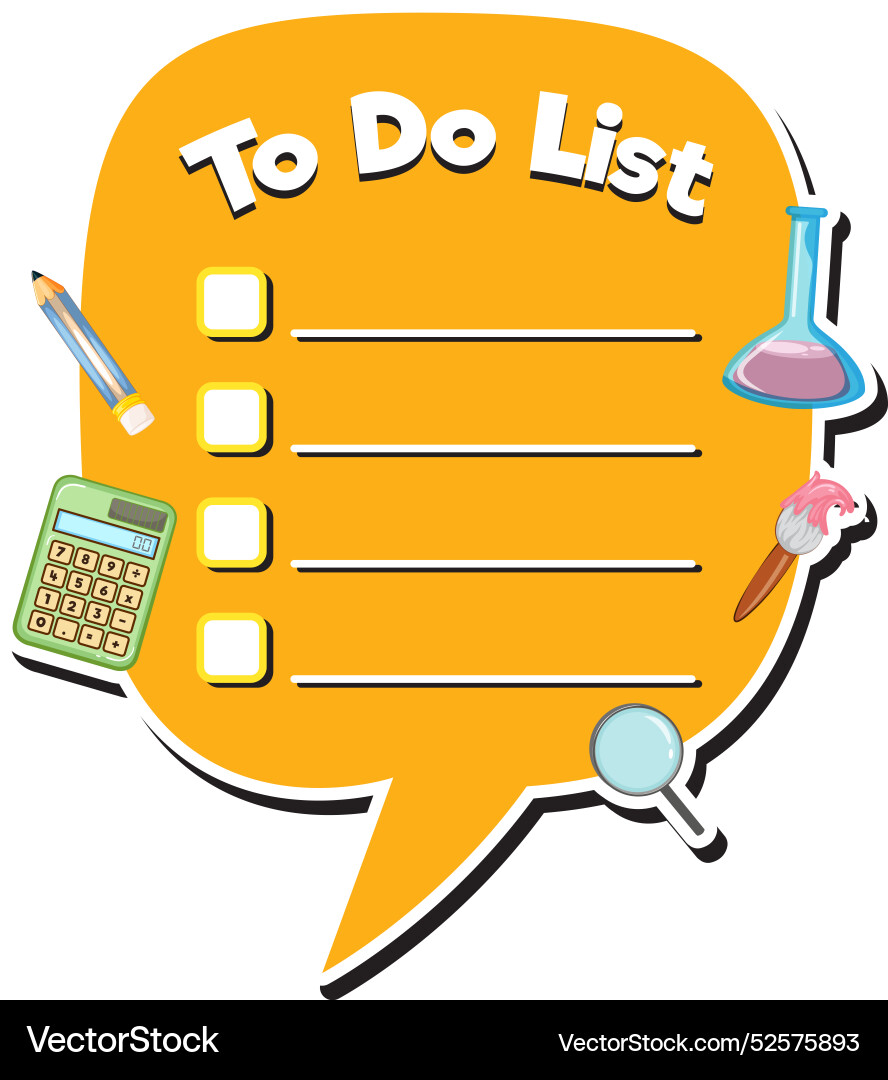 Bright to-do list with various icons Bright to-do list with various icons vector image