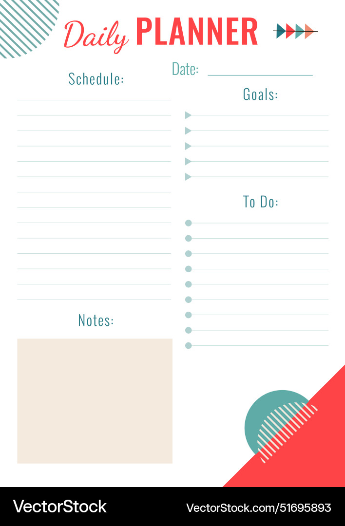 Daily to do list template with place for text Vector Image