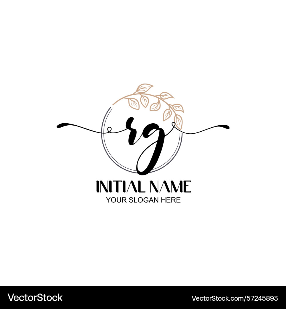 Elegant rg initial logo design with botanical Vector Image