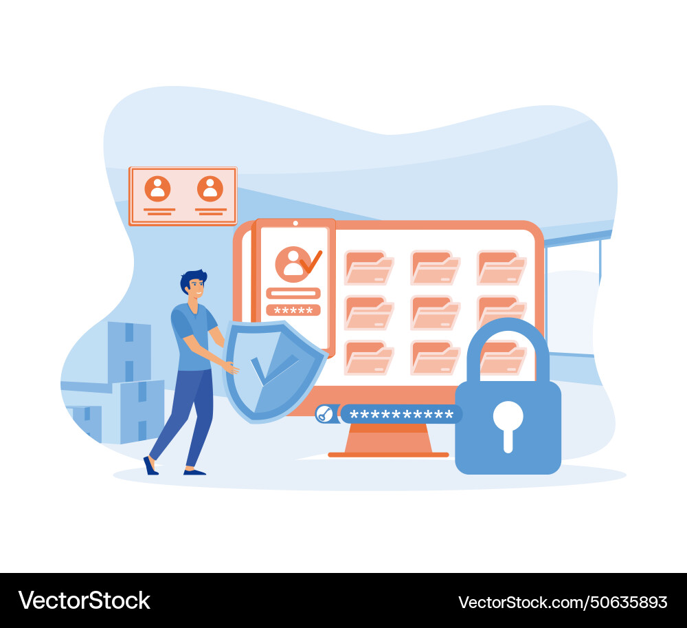 Flat personal cyber data security user Flat personal cyber data security user vector image