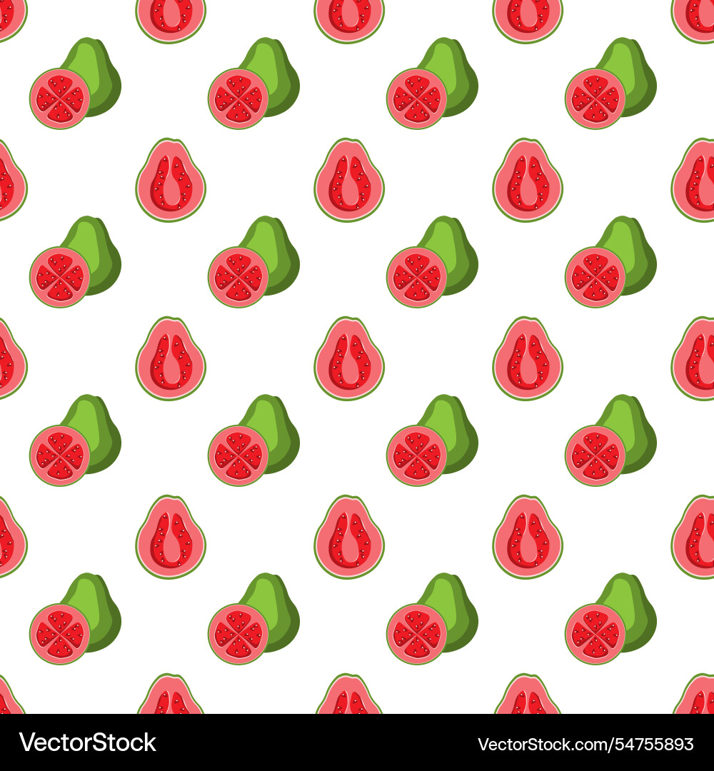 Guava flat seamless pattern on white background Vector Image