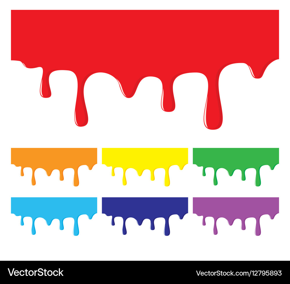 Paint dripping colorful design elements vector image