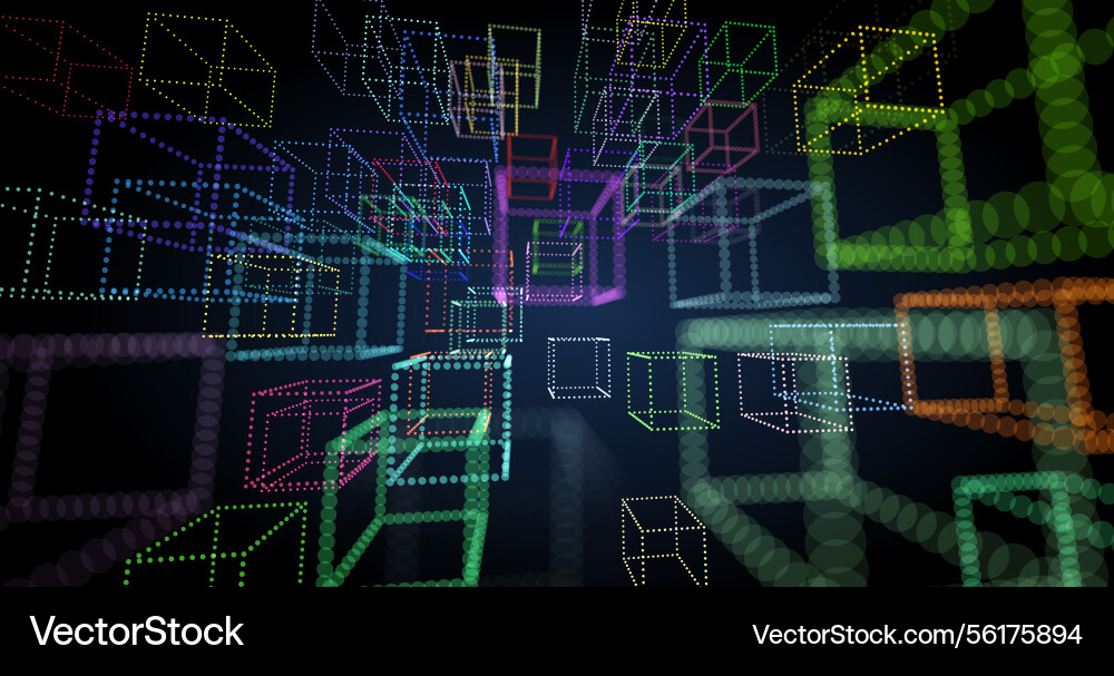 3d abstraction with cubes symbolizing quantum 3d abstraction with cubes symbolizing quantum vector image