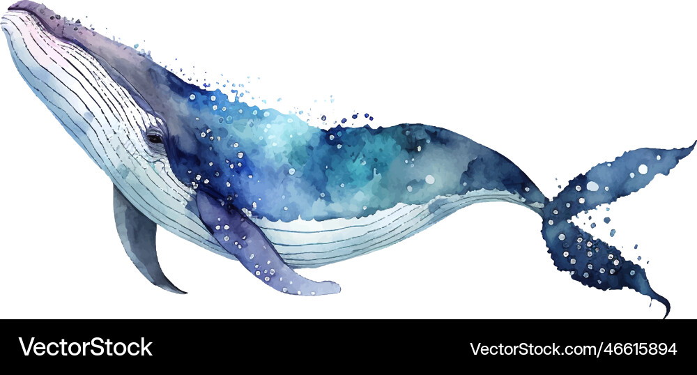 Blue whale art isolated on white background ocean Blue whale art isolated on white background ocean vector image