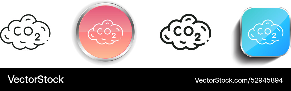 Co cloud icon thin linear regular and button Co cloud icon thin linear regular and button vector image