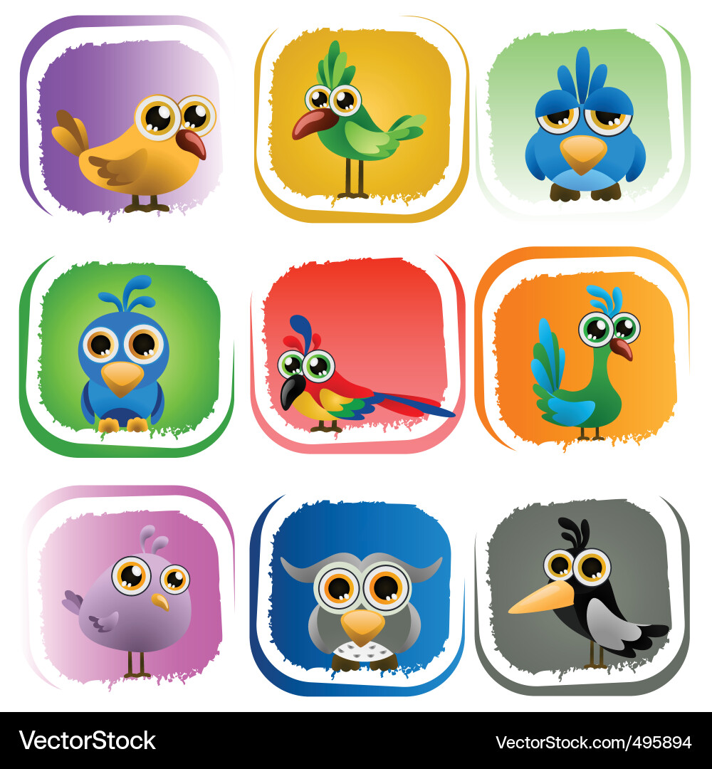 Colorful Cartoon Birds vector image