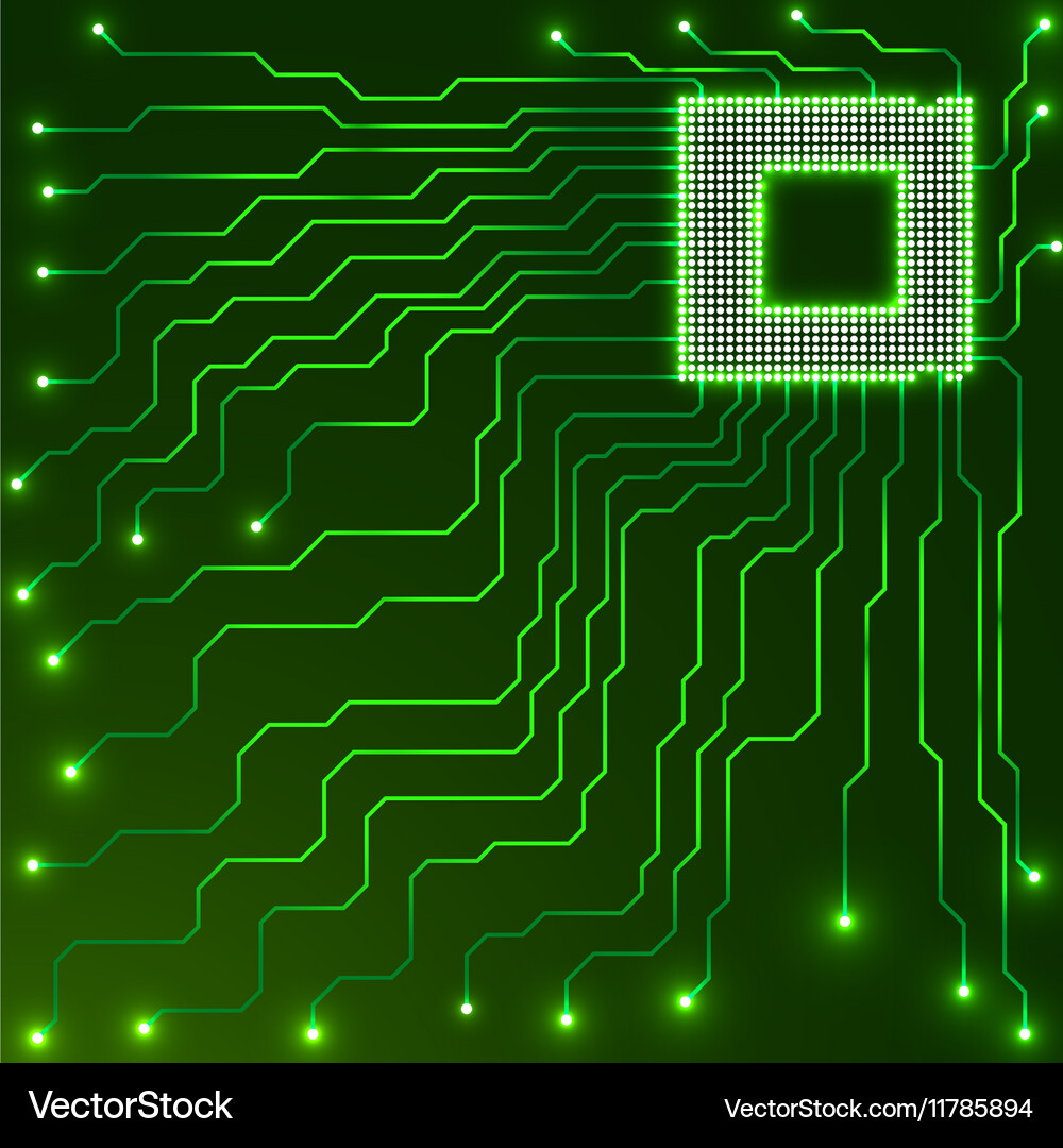 Cpu Mikroprozessor Mikrochip Leiterplatte Vektorbild