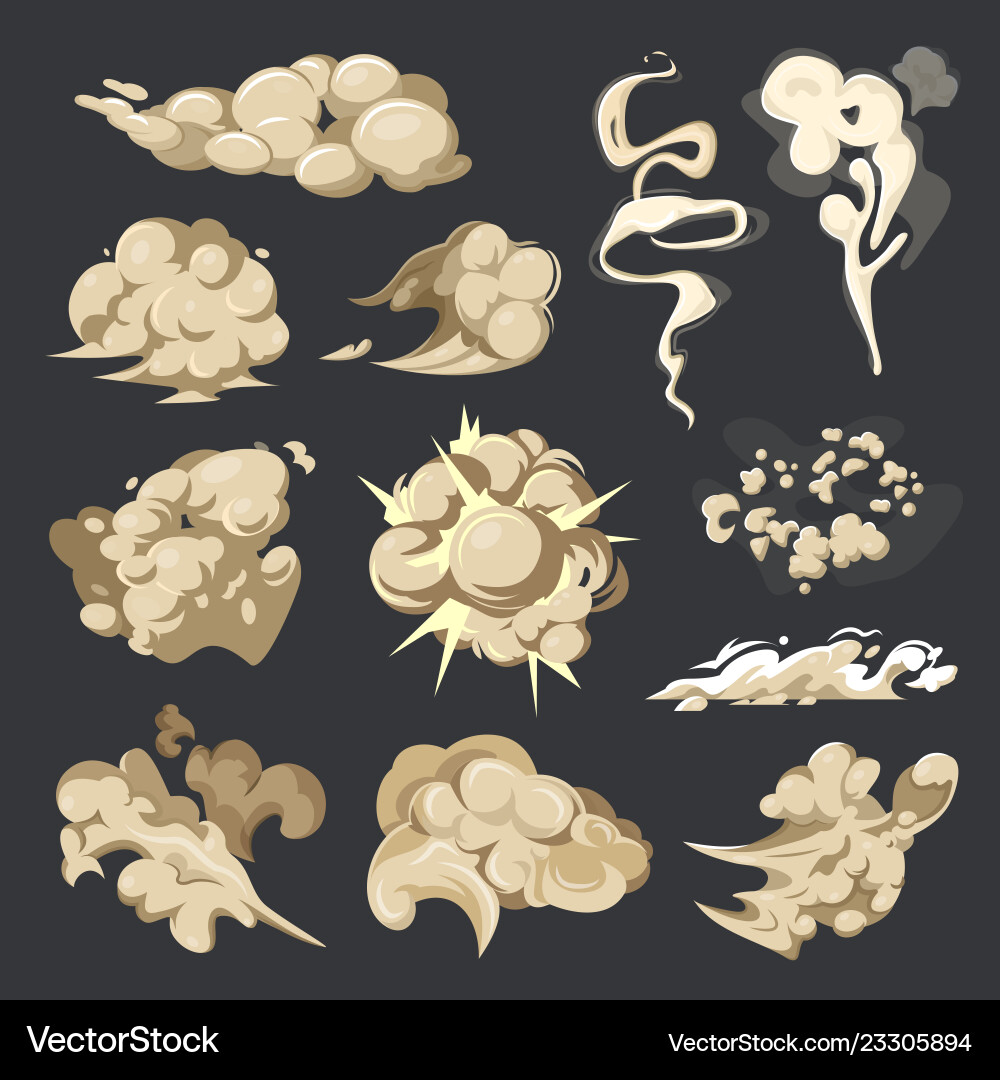 Dynamic Smoke and Dust Clouds Vector Image