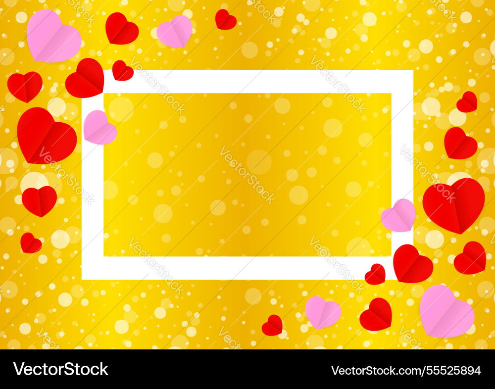 Empty white frame and red pink heart shape Vector Image