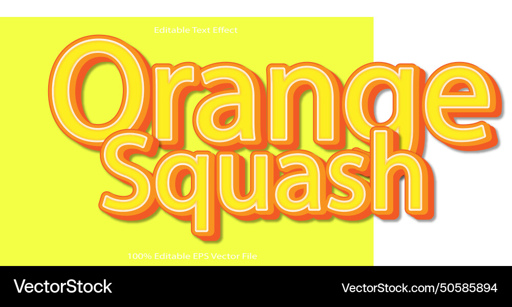 Orange squash editable text effect 3d emboss vector image