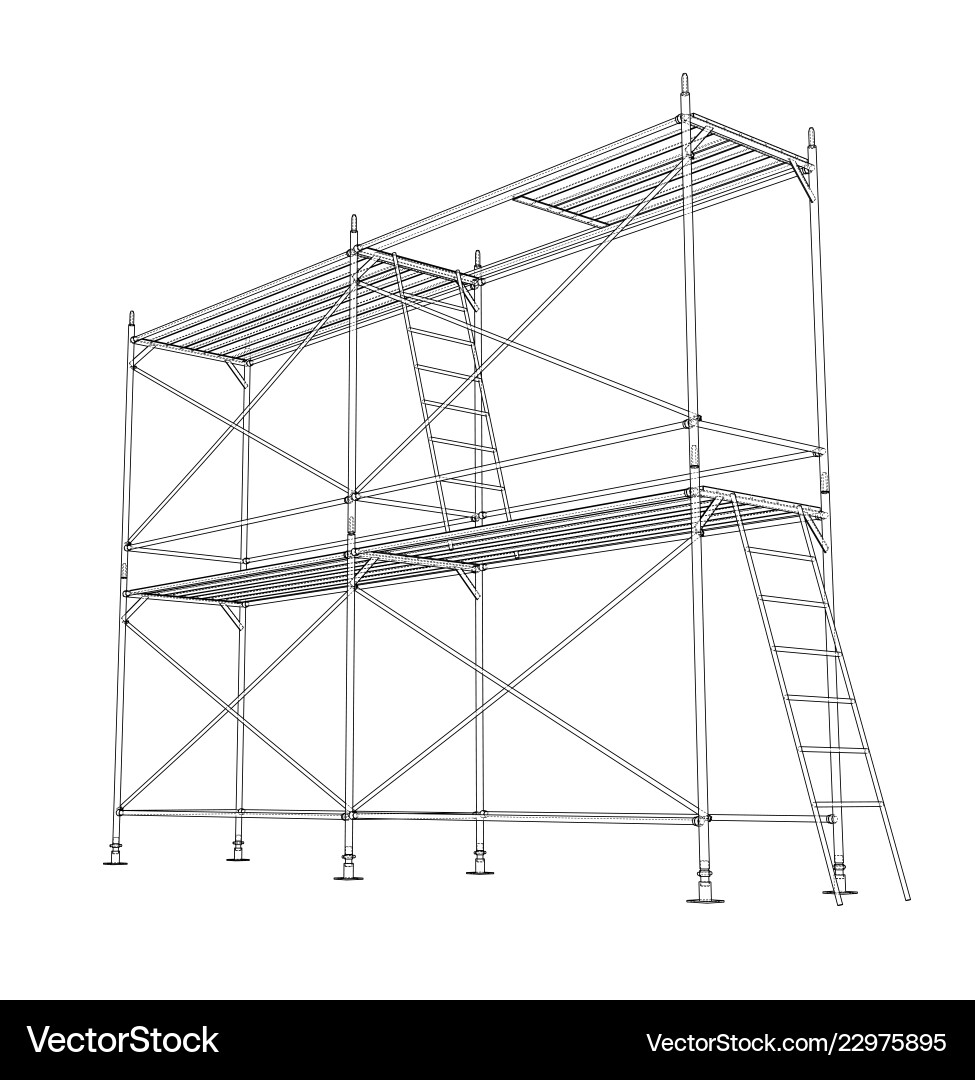 3D Wireframe Scaffold Rendering vector image
