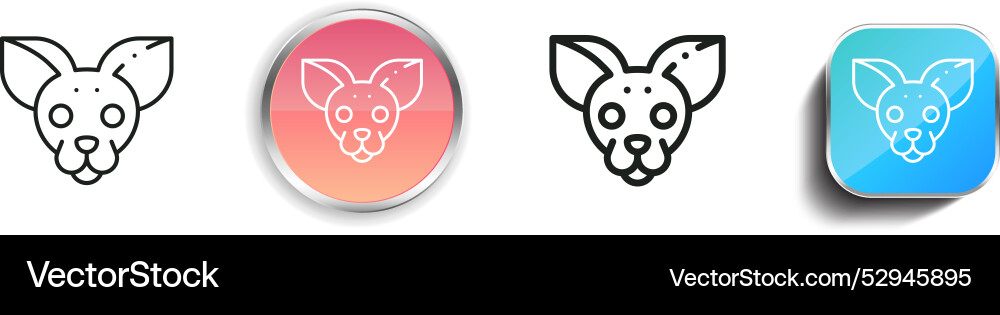 Chihuahua icon thin linear regular and button vector image