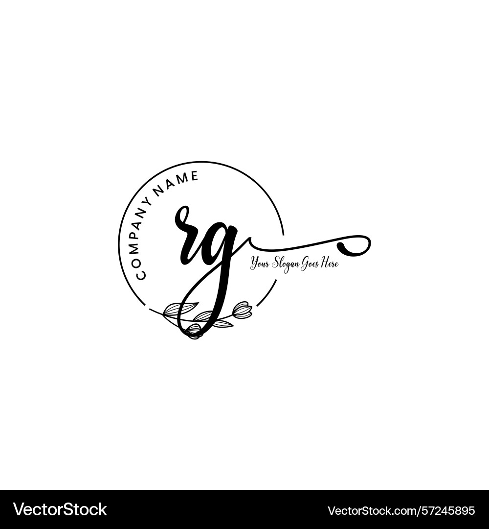 Elegant rg initial logo design with botanical Vector Image