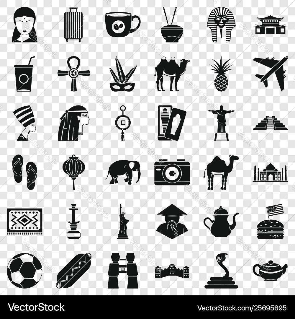 Journey icons set simple style Vector Image