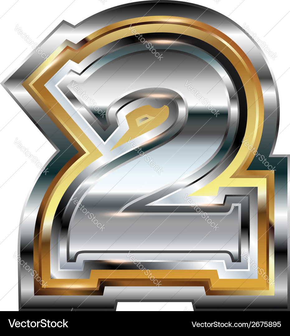 Luxury Number Two - Metallic Font Vector Image