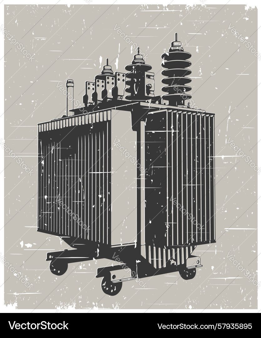 Power three-phase transformer retro poster Vector Image