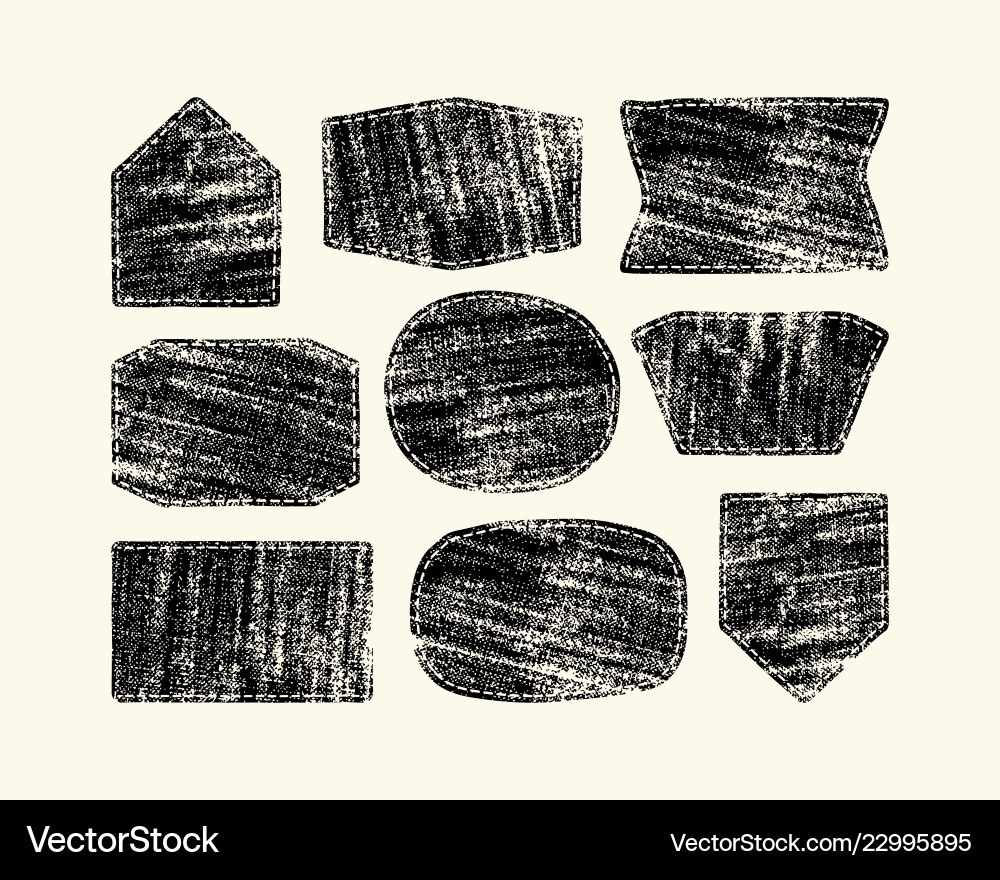 Set of patch silhouettes for denim clothing Set of patch silhouettes for denim clothing vector image