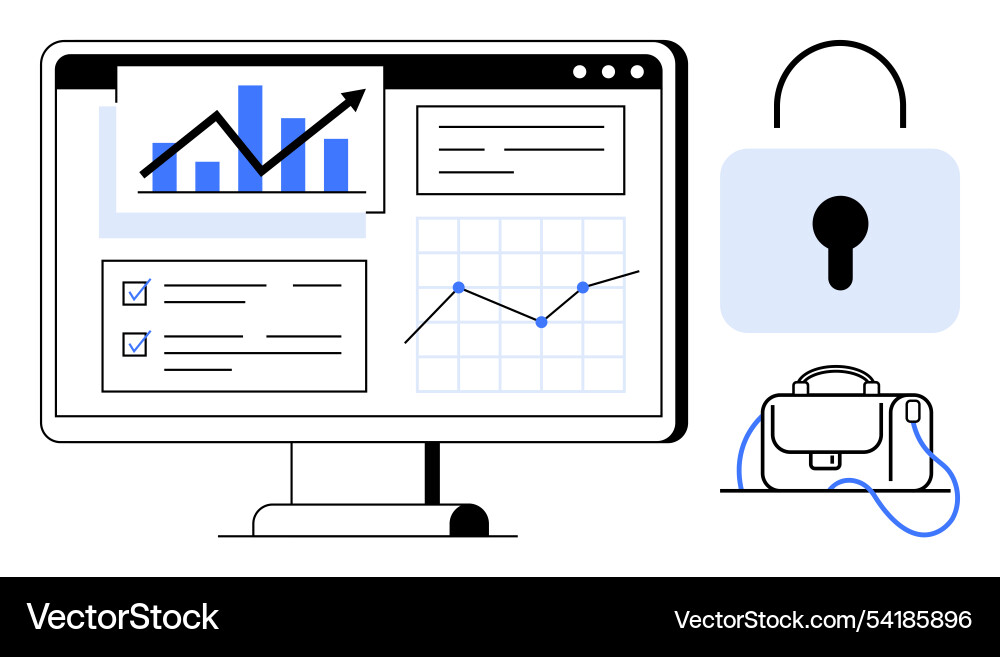 Business analytics and data security concept Business analytics and data security concept vector image