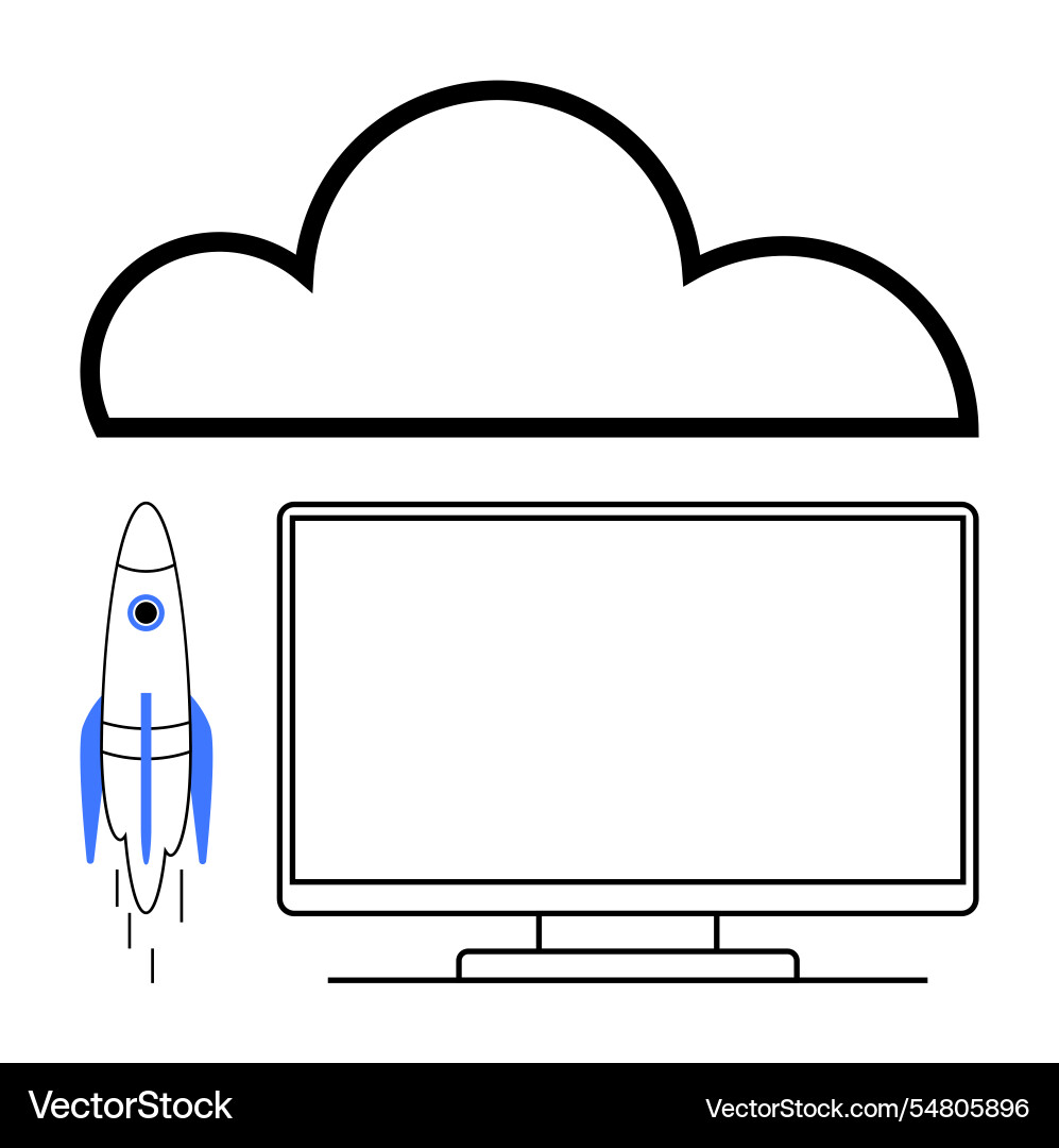 Cloud computing concept with rocket launch Cloud computing concept with rocket launch vector image