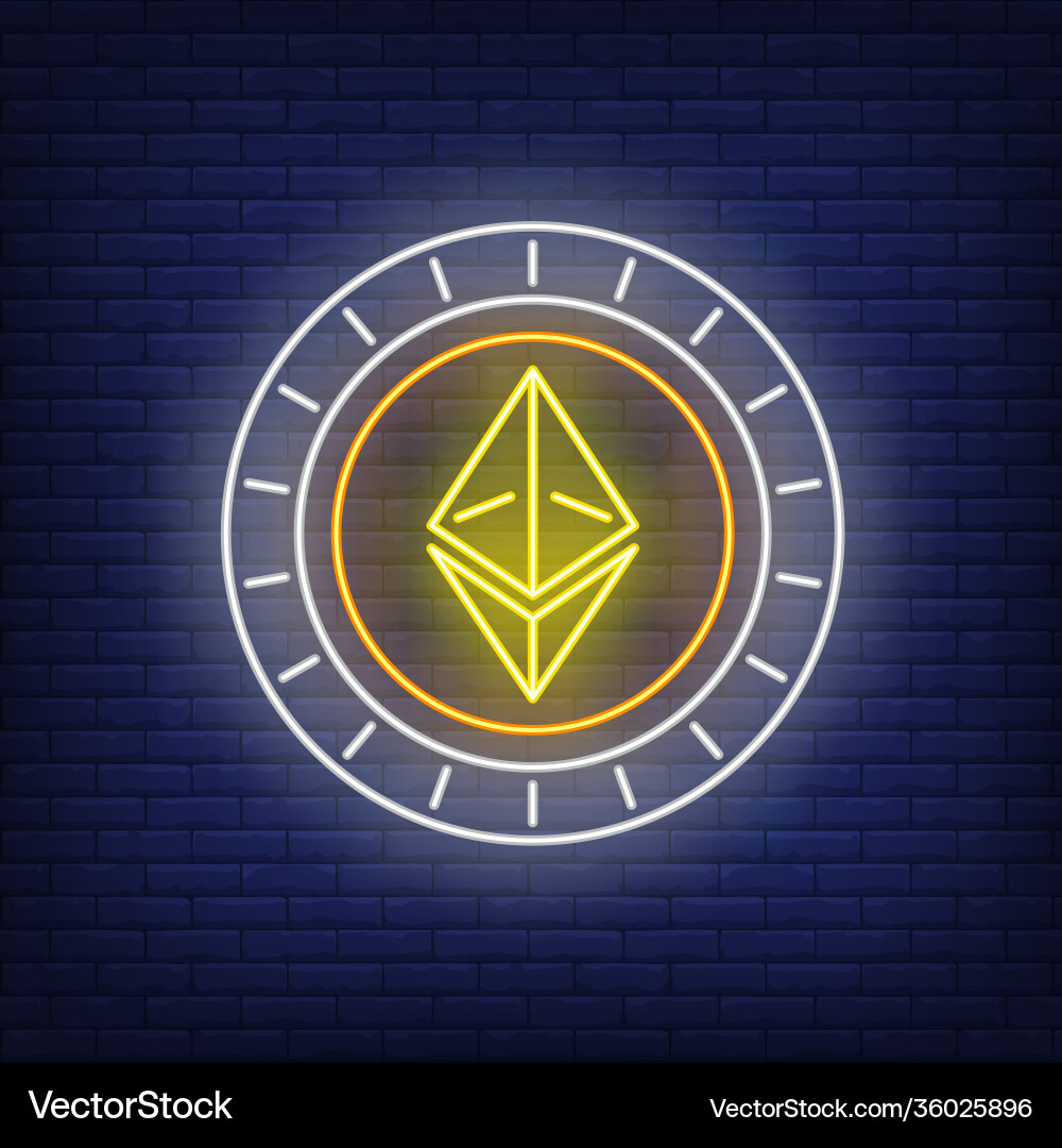 Ethereum cryptocurrency coin neon sign – Royalty-Free Vector | VectorStock
